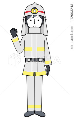 消防員(消防服)拳頭抽動的插圖 消防員(消防服)拳頭抽動的插圖 112008248