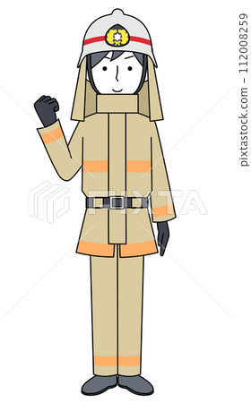 Illustration of a firefighter (fire protection suit) fist pumping Illustration of a firefighter (fire protection suit) fist pumping 112008259