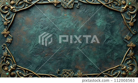 Intricate decorations featuring Celtic symbols such as crosses 112008563