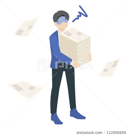 一個忙於工作的辦公室職員的插圖 一個忙於工作的辦公室職員的插圖 112008889