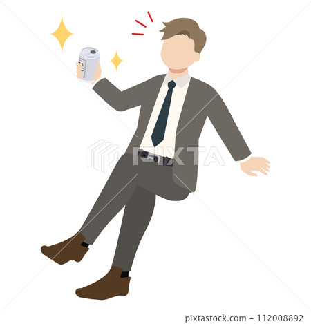 一個商人拿著一罐啤酒的插圖 112008892