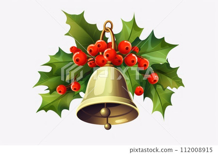 Flat Bell design Christmas element collection on white background. AI generative Flat Bell design Christmas element collection on white background. AI generative 112008915