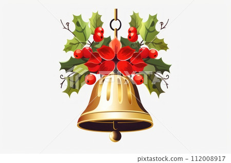 Flat Bell design Christmas element collection on white background. AI generative Flat Bell design Christmas element collection on white background. AI generative 112008917