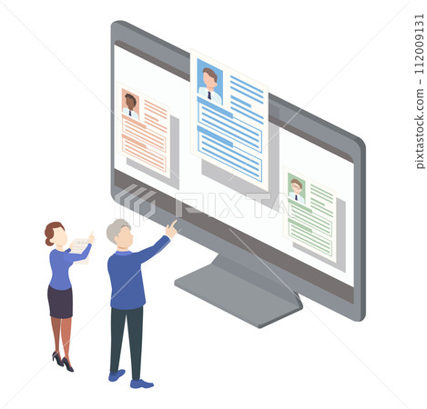 Illustration of a business person assembling a schedule 112009131