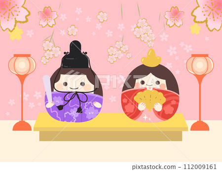 Illustrations of seasonal events in March, such as Doll's Festival, Peach Festival, and Hina dolls. Illustrations of seasonal events in March, such as Doll's Festival, Peach Festival, and Hina dolls. 112009161