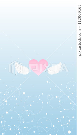 帶翅膀的心插畫背景素材垂直淺藍色漸變 9:16 112009163