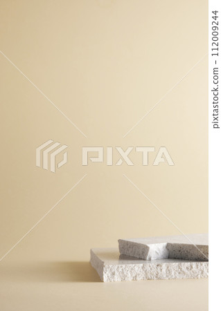 Pastel toned background with broken stones and natural objects. 112009244