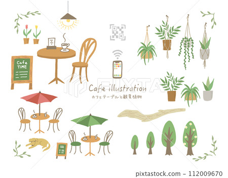 咖啡桌和室內植物（附向量） 112009670