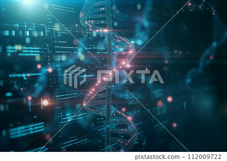 A digital 3D illustration of a DNA double helix with overlaid sequencing data, representing the cutting-edge of genetic research and data analysis. A digital 3D illustration of a DNA double helix with overlaid sequencing data, representing the cutting-edge of genetic research and data analysis. 112009722