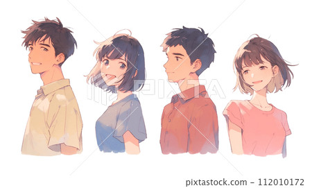 Illustration set of four male and female university students 112010172