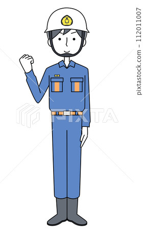 Guts pose illustration of fire brigade member (helmet) Guts pose illustration of fire brigade member (helmet) 112011007