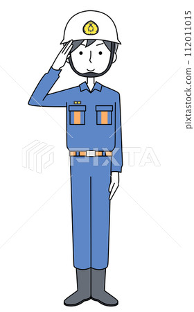 Salute illustration of fire brigade member (helmet) 112011015