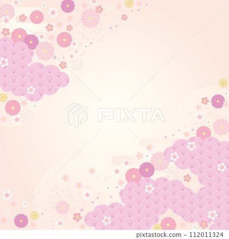 Background (Japanese Spring Sky) - Cloud Cherry Blossom Pattern 6-1 vector 112011324