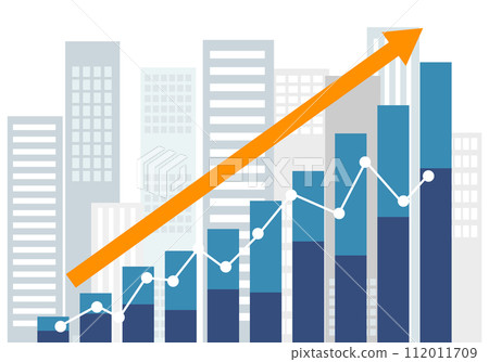 Graph and skyscrapers rising to the right 112011709
