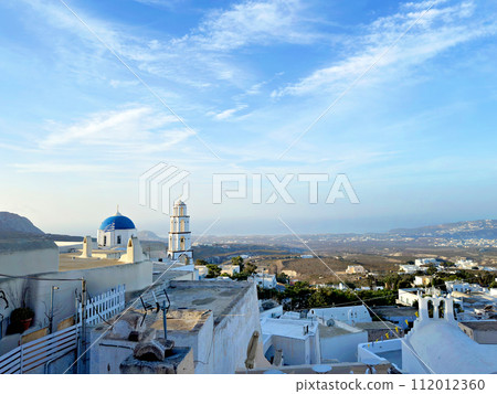 Panoramic view of Santorini, Cyclades Island, Greece. Beatuiful Oia village. Panoramic view of Santorini, Cyclades Island, Greece. Beatuiful Oia village. 112012360