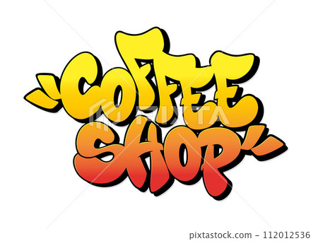 Coffee shop font in old school graffiti style. Vector illustration. 112012536