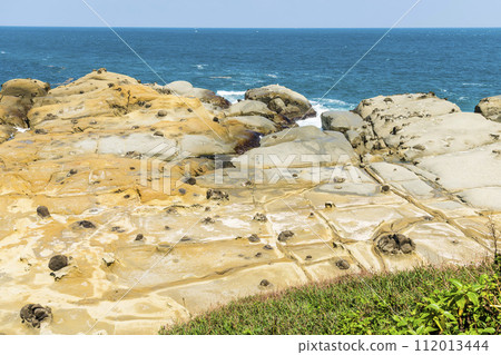 The landscape of the coastal rock at Heping Island Park in Keelung City, Taiwan. 112013444