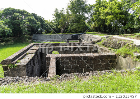 Panoramic view of Ershawan Battery in Keelung, Taiwan. better known as the Tenable Gate of the Sea, It was built during Taiwan's Qing era. 112013457
