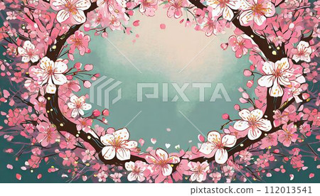 可愛的背景與櫻花樹枝 112013541