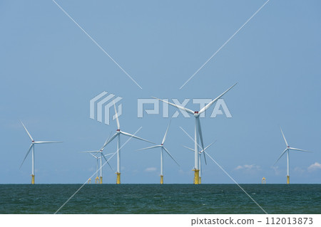 View of the Offshore wind power systems off the western coast of Taiwan. 112013873