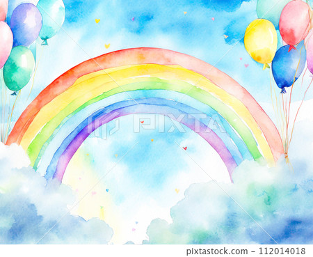 彩虹、氣球和雲彩。 彩虹、氣球和雲彩。 112014018