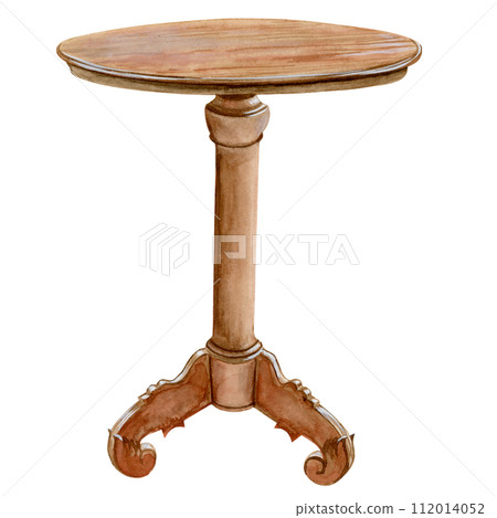 Tall brown wooden classic retro book table hand drawn watercolor Tall brown wooden classic retro book table hand drawn watercolor 112014052