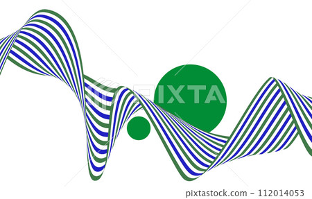 Blue-green striped twisted ribbon on a white background, design element 112014053