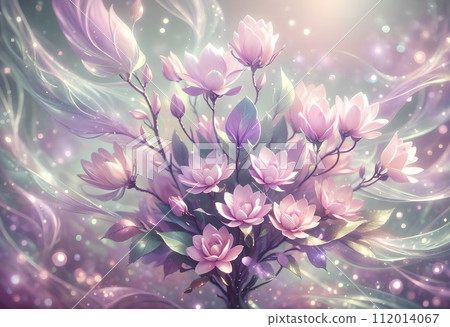 pink blooming magnolia flowers, abstract background. 112014067