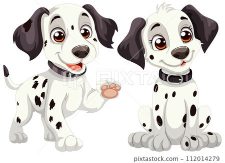Playful Dalmatian Puppies Vector Illustration Playful Dalmatian Puppies Vector Illustration 112014279