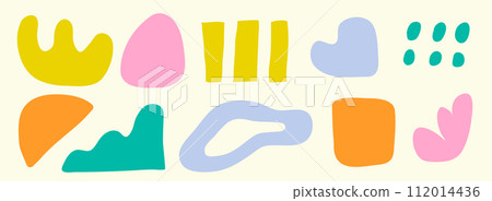 Set of abstract vector organic shapes. Childish design elements. Vary figures, kids simple cutout forms 112014436