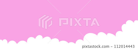 Clouds wide border. Painted white clouds on pink background. Simple vector illustration. Clouds wide border. Painted white clouds on pink background. Simple vector illustration. 112014443