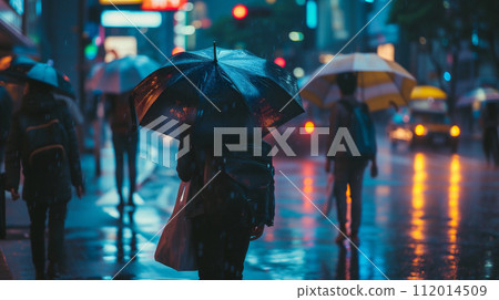 下雨天的城市風光 112014509