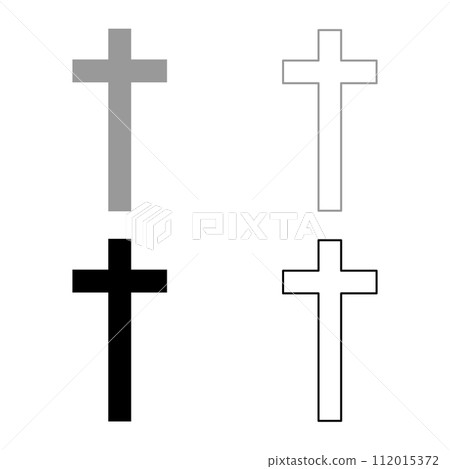 Cross set icon grey black color vector illustration image solid fill outline contour line thin flat style 112015372