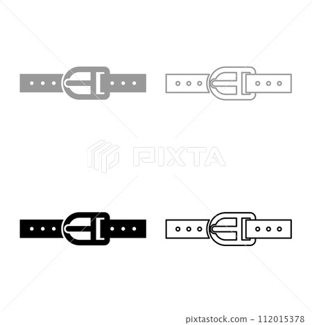 Pants belt leather strapping with buckle trouser set icon grey black color vector illustration image solid fill outline contour line thin flat style Pants belt leather strapping with buckle trouser set icon grey black color vector illustration image solid fill outline contour line thin flat style 112015378