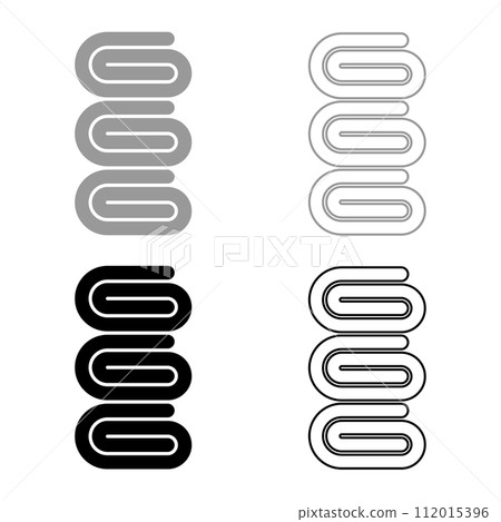 Set towels stack of folded bath napkins set icon grey black color vector illustration image solid fill outline contour line thin flat style 112015396