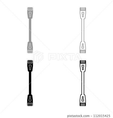 Patch cable path cord ethernet technology rj45 net concept set icon grey black color vector illustration image solid fill outline contour line thin flat style 112015425