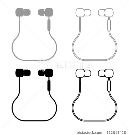 Vacuum headphones wired wireless set icon grey black color vector illustration image solid fill outline contour line thin flat style Vacuum headphones wired wireless set icon grey black color vector illustration image solid fill outline contour line thin flat style 112015428