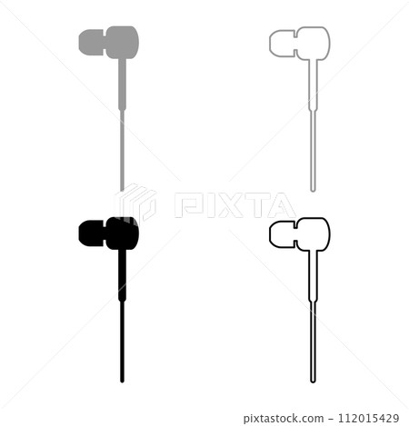 Vacuum headphones wired set icon grey black color vector illustration image solid fill outline contour line thin flat style Vacuum headphones wired set icon grey black color vector illustration image solid fill outline contour line thin flat style 112015429