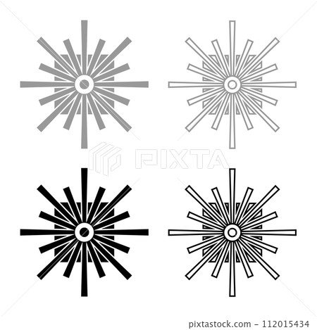 Optic connector port fiber cable laser beam set icon grey black color vector illustration image solid fill outline contour line thin flat style 112015434