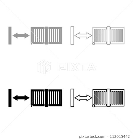 Sliding gates automatic lattice fence system entry enclosure set icon grey black color vector illustration image solid fill outline contour line thin flat style Sliding gates automatic lattice fence system entry enclosure set icon grey black color vector illustration image solid fill outline contour line thin flat style 112015442