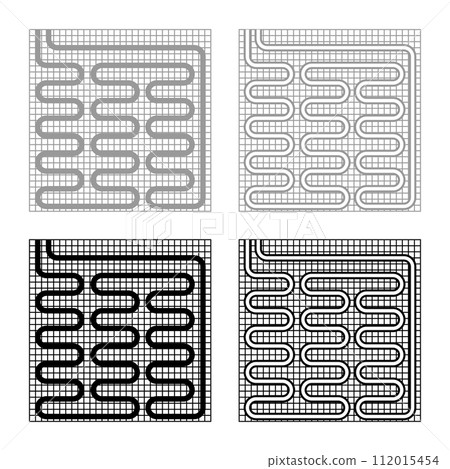 Electric floor heating warm heated set icon grey black color vector illustration image solid fill outline contour line thin flat style Electric floor heating warm heated set icon grey black color vector illustration image solid fill outline contour line thin flat style 112015454