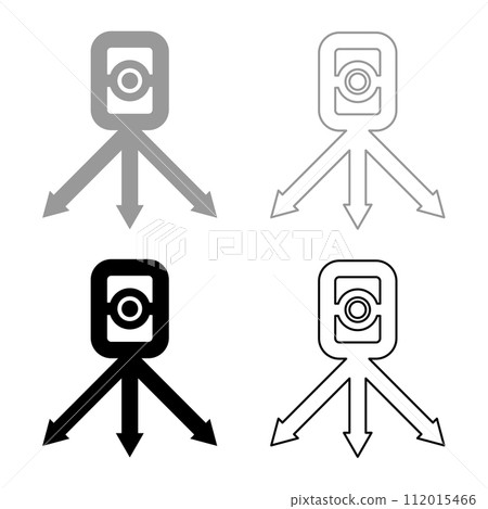 Theodolite survey equipment for measurements on tripod geodetic device tacheometer research level instrument geodesy tool set icon grey black color vector illustration image solid fill outline Theodolite survey equipment for measurements on tripod geodetic device tacheometer research level instrument geodesy tool set icon grey black color vector illustration image solid fill outline 112015466