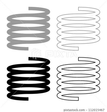 Metal spring flexible set icon grey black color vector illustration image solid fill outline contour line thin flat style 112015467