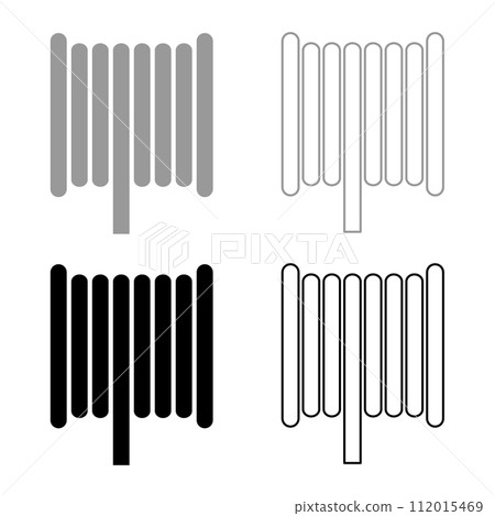 Cable coil wire reel spool set icon grey black color vector illustration image solid fill outline contour line thin flat style 112015469