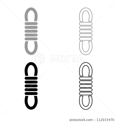 Rope climber hank bunch coil mountaineering alpinism equipment mount extreme sport camping outdoor activities set icon grey black color vector illustration image solid fill outline contour line thin 112015470