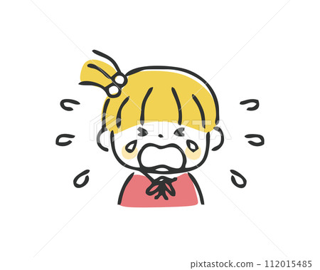 Illustration of a girl crying a lot, tantrum 112015485