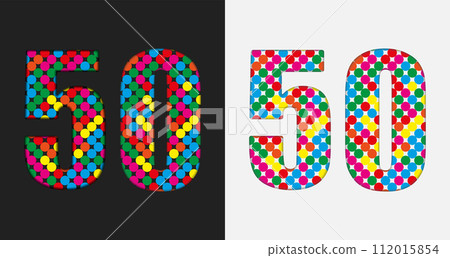 Bubble number - 50. Glitter figure of colored dots Bubble number - 50. Glitter figure of colored dots 112015854