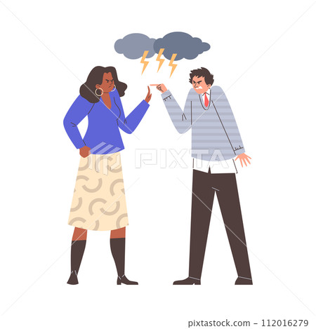 Heated argument under stormy cloud vector illustration 112016279