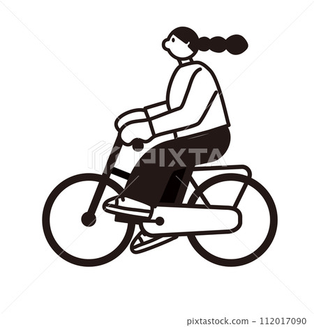 Line drawing vector of a woman riding a bicycle Line drawing vector of a woman riding a bicycle 112017090