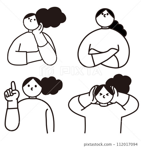 思考與教學的女性的線畫向量 思考與教學的女性的線畫向量 112017094